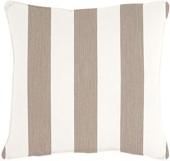 "Canopy Stripe Sunbrella Outdoor Pillow - Fawn/White Sunbrella, 16"" x 16"" - Ballard Designs"