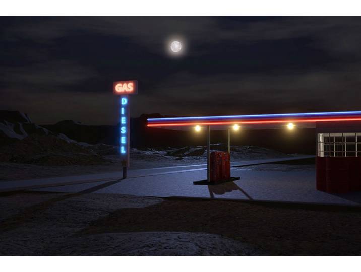 Fototapete PAPERMOON RETRO TANKSTELLE-ROUTE 66 3D DESIGN AUTOS MOTORRAD XXL , bunt, B:2m L:1,49m, Vlies, Tapeten, Fototapete