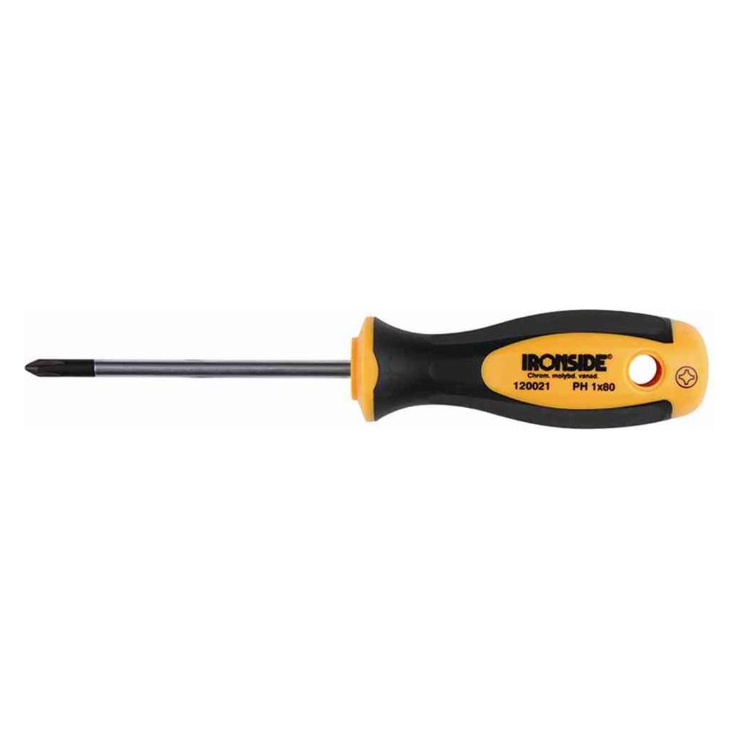 Ironside 120021 Werkstattschraubendreher PH 1 x80 2-Komponenten-Griff Chrom-Vanadium-Stahl (120021)