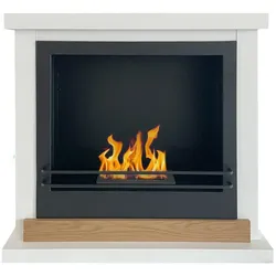 Divina Fire Stockholm Standkamin mit Bioethanol-Einsatz in weißem Holz, L75xT24xH68 cm