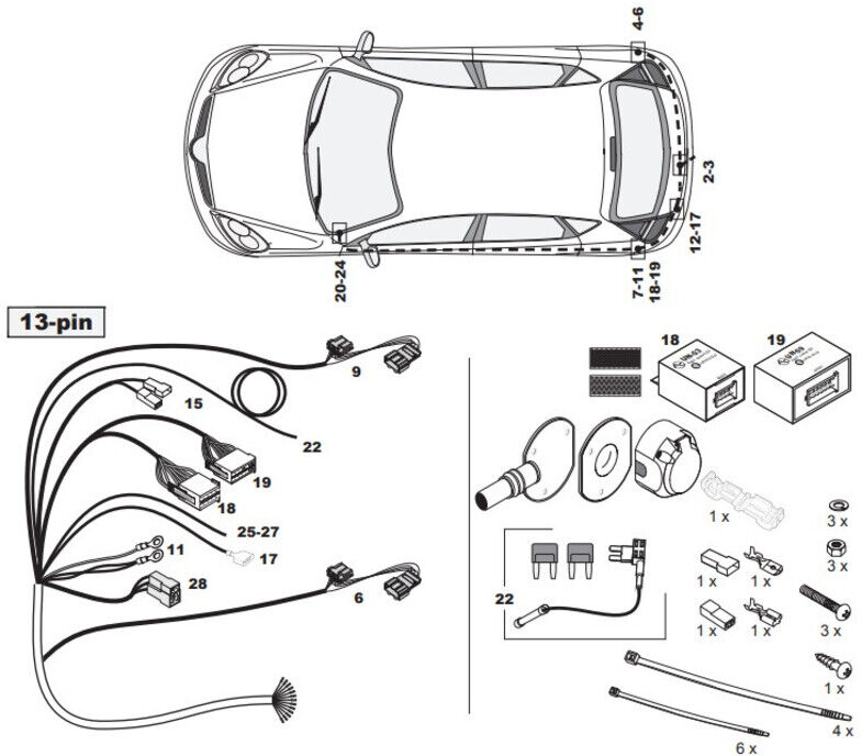 FAISCEAU SPECIFIQUE 13 BROCHES POUR HYUNDAI I20 (12/14-06/20)