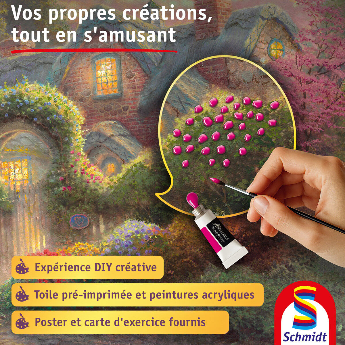 My Art NOBLE : Premium Painting Kit 50 x 40 cm : Rosebud Cottage, Thomas Kinkade Studios - Schmidt