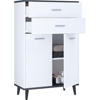 Kommode VCM "Holz Highboard Kommode Schublade Lindas", schwarz (weiß, anthrazit), B:60cm T:28cm, Sideboards, Kommode