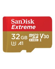 SanDisk Extreme Flash-Speicherkarte microSDHC/SD-Adapter inbegriffen 32 GB A1 / Video Class V30 / UHS-I U3 microSDHC (SDSQXAF-032G-GN6AT)