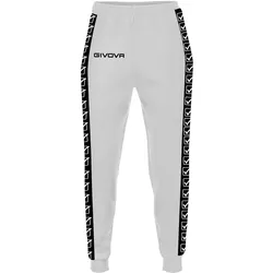 Givova, Unisex, Sporthose, Jogginghose mit Strickstreifen (L), Weiss