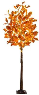 Nearly Natural 6-ft Pre-Lit Burnt Orange Autumn Maple Artificial Fall Tree - Green