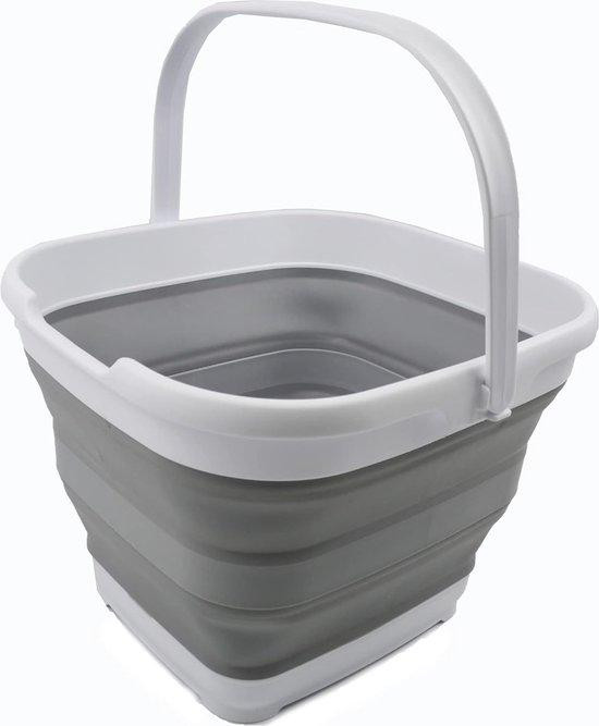 Famanu Inklapbare Emmer Rechthoekig 10 liter Wit/Grijs