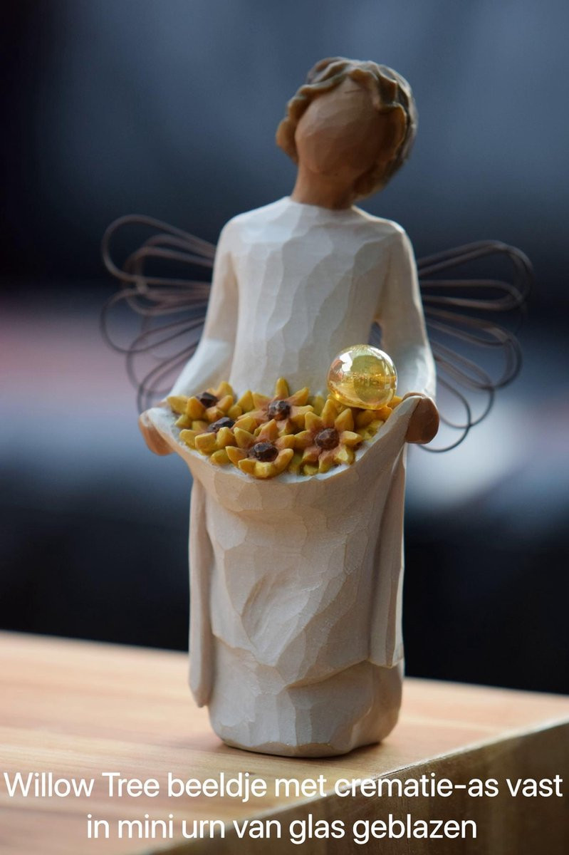Urn gedenkbeeldje Sunshine handgeblazen mini urn voor verwerking van crematie-as of haarlokje