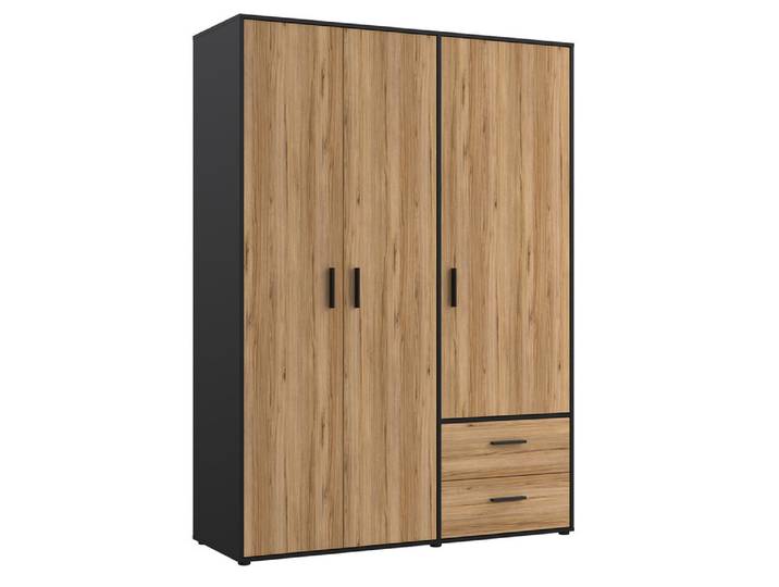Armoire 3 portes 2 tiroirs Mokkaro Chene - Basika