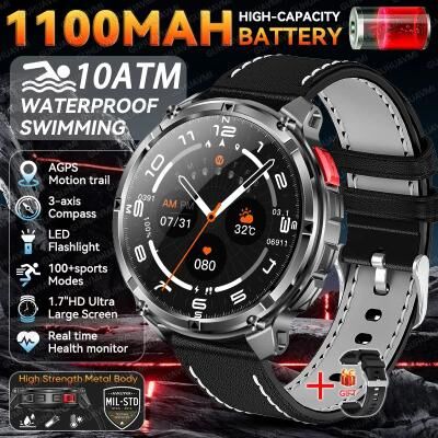 Uplift Treasures T Rex 3 Pro 1100mAh GPS Military Smartwatch starlight Leather 1100mah Battery