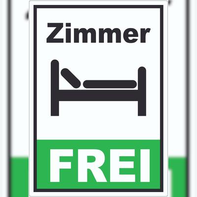 HB-Druck Zimmer FREI Aufkleber Hochkant A7 (74x105mm)