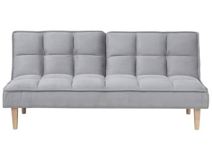 Beliani 3-Sitzer Schlafsofa Stoffbezug hellgrau gesteppt Sofa mit Schlaffunktion Siljan