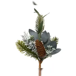 Christmas Decorations Künstlicher Tannenzweig 25cm mit Tannenzapfen Kunstzweige Deko Zweige Weihnachten Weihnachtszweige Grün Braun