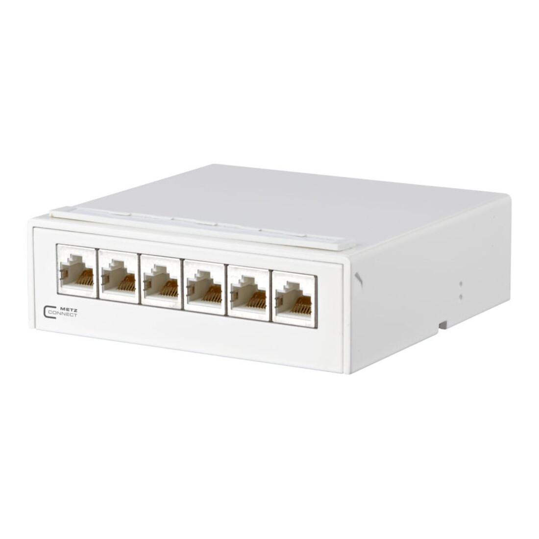 BTR NETCOM AP-Verteiler 6Port C6A 6xRJ45, rws TN EDATC6A-6AP-rws ; Metz Connect (130862-21C-E-90)