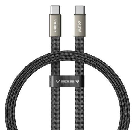 Veger Flachkabel Typ C auf Typ C PD 5 A 240 W CC2-MTB 1,5 m schwarz (1.50 m, USB 2.0, 240 W) (CC2-MTB)