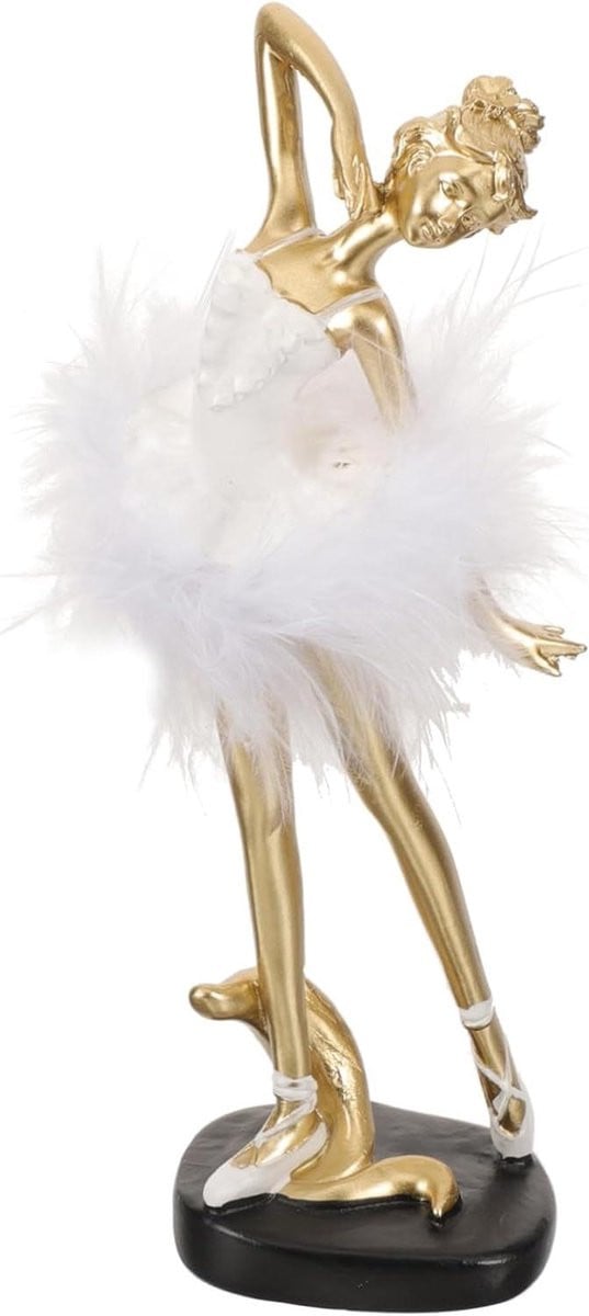 Ballet Meisje Ornament - Dansend Beeldje voor Desktop Decoratie - Goud - Hoogte: 18 cm