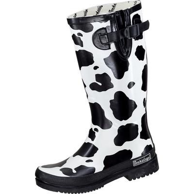 Gummistiefel BOCKSTIEGEL "Kuh", Damen, Gr. 36, schwarz (schwarz, weiß), Obermaterial: 100% Naturkautschuk NaRubber., Schuhe Gummistiefel