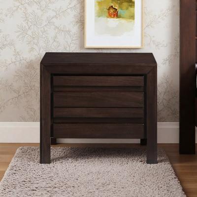 ZWYO HOSIMU "26"" 2-Drawer Nightstand Bedside Table, Transitional Dark Chocolate Wooden End Table Side Cabinet for Bedroom"