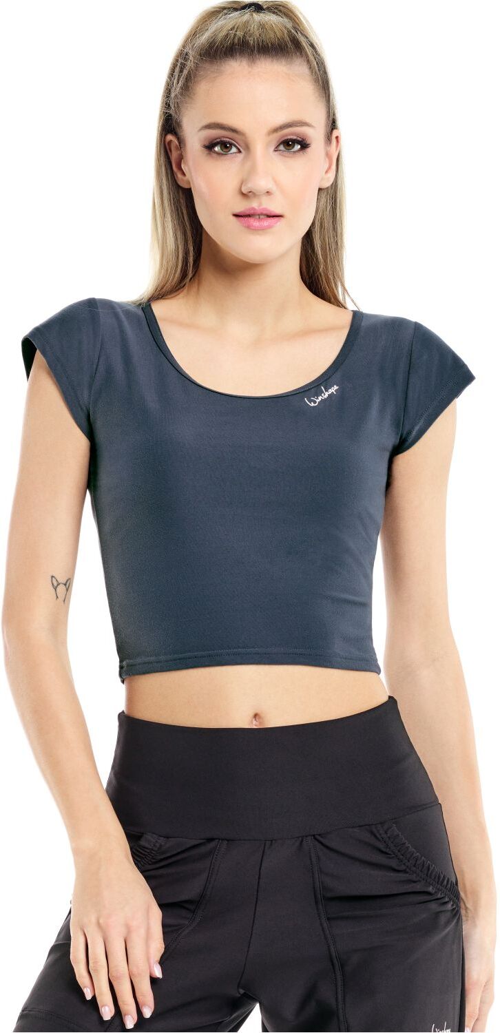 Crop-Top WINSHAPE "AET137LS", Damen, Gr. XL, grau (anthrazit), 85% Polyester, 15% Elasthan, Rundhals, Tops Crop-Top, Functional Light and Soft Cropped anthrazit XL