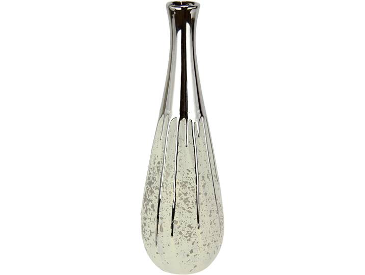 Dekovase I.GE.A. Keramik Vase , bunt (weiß, silberfarben), B:11cm H:35cm, Keramik, Vasen, Dekovase, Keramik-Vase, Blumenvase gepunktet
