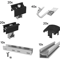 UK Paket für 10 Module von K2, SingleRail, Schrägdach, 1-lagig