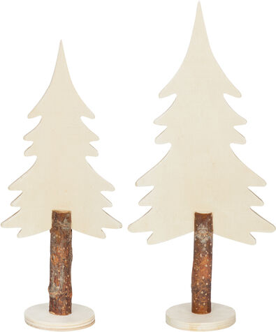 Tannenbäume aus Holz, 25 cm und 30 cm, 2 Stück
