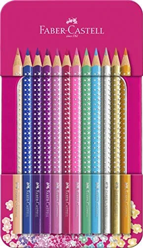 Faber-Castell Sparkle Buntstifte im Design-Metalletui - 12 Farben