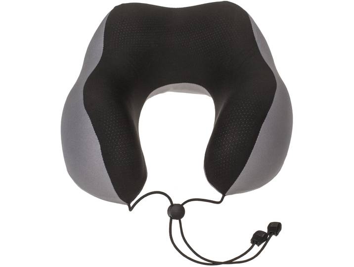 Nackenkissen aus Memory Foam mit Haltekordel, schwarz/grau