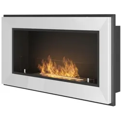 OutInFire RAME 900 – Eingebauter Biokamin, wandmontierter Bioethanolkamin – Weiß – mit Glas
