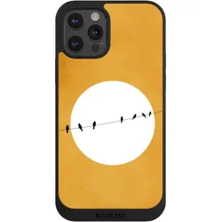 Nivocase Handyhülle für Apple iPhone 12 Pro Hülle NIVOpure Case Schwarz Mond Nacht Vogel (Apple iPhone 12 Pro), Smartphone Hülle, Schwarz
