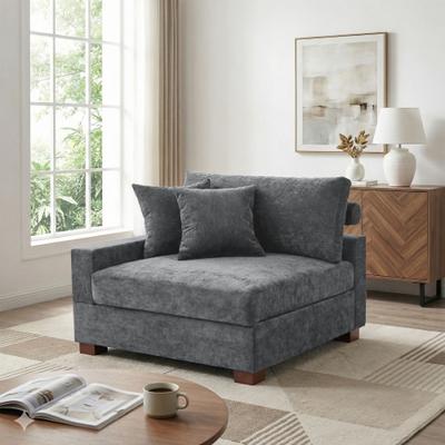 Lumibee "41"" W Chenille Corner Accent Chair Sectional Module with Pillows"
