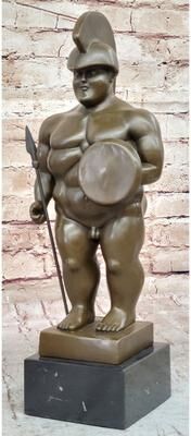 Bronzhaus Hot Cast Botero Reproduction Roman Soldier Bronze Sculpture Marble Base Figurine