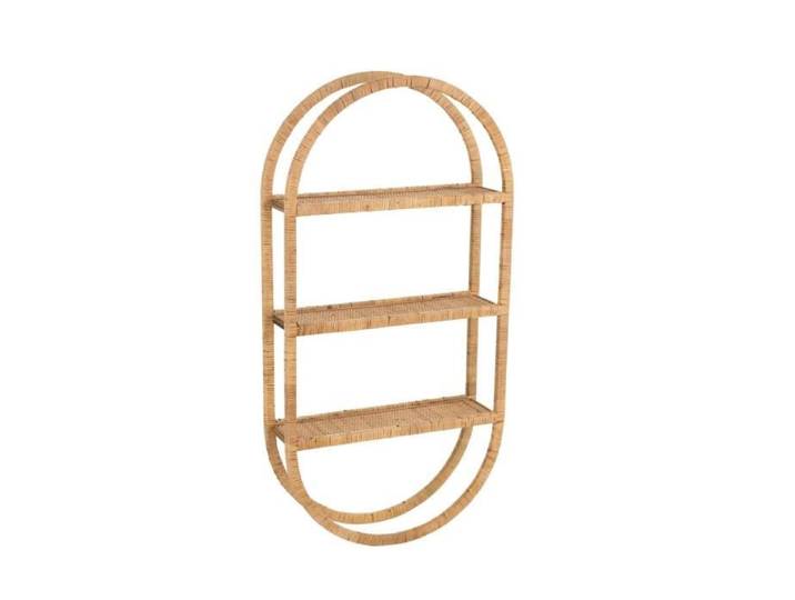 Etagere Murale Ovale 3 Planches pliable Rotin Naturel - CaliCosy Bois Clair