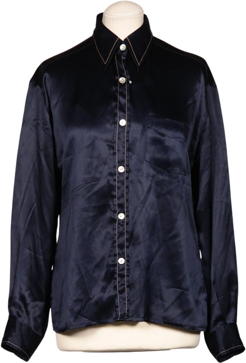 Robert Friedman Damen Bluse, Marineblau, Gr. M, Seide - Second Hand