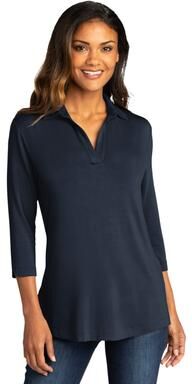 Port Authority LK5601 Women's Luxe Knit Tunic in River Blue Navy size Small   Rayon/Spandex