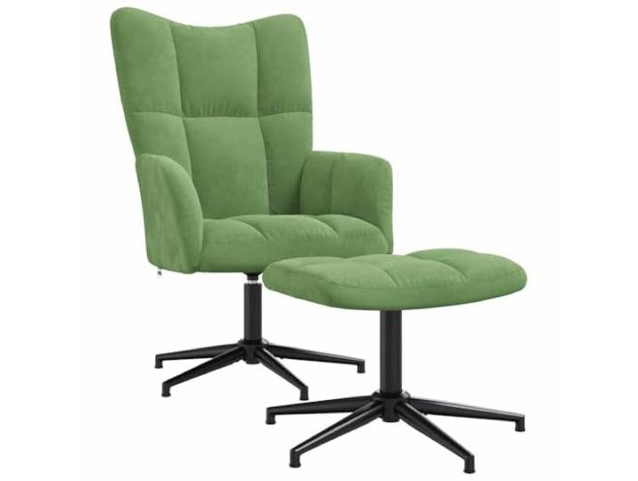 Makastle Relaxsessel mit Hocker Hellgrün Samt