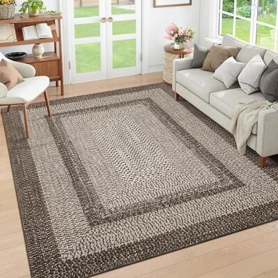 Garvee Modern Gradient Bordered Braided Print Area Rug
