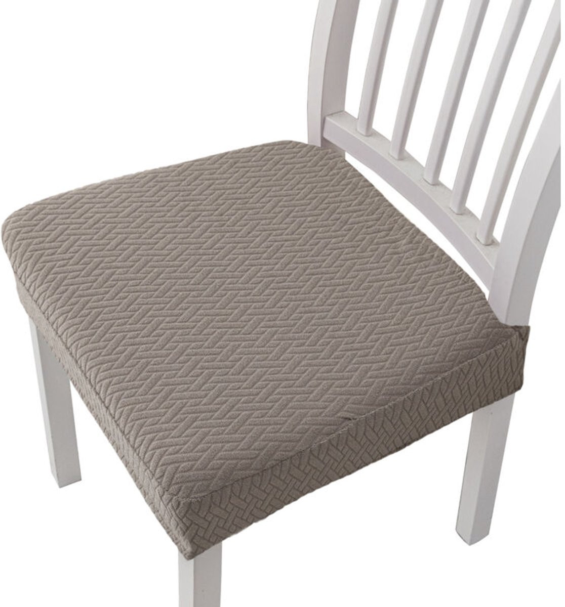 4-delige set wasbare jacquard stoelhoezen voor eetkamerstoelen - Taupe