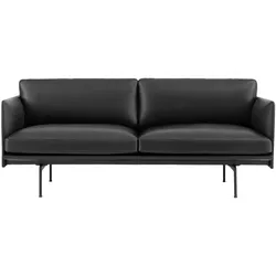 Muuto Outline Sofa 2-Sitzer, refine leder schwarz / schwarz
