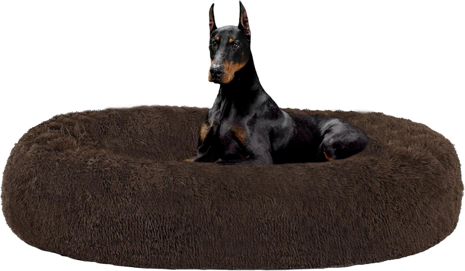 Orthopedisch rond hondenbed en kattenbed, donutvormig en wasbaar, Diameter: 120 cm