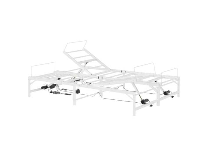KTHLBRH Elektrisches Bettgestell, verstellbar, weiß, 120 x 190 cm, Stahl Kabelfernbedienung, pulverbeschichteter Stahl, 0°-30° Kopf, 0°-12° Fuß, Erwachsene, Stecker