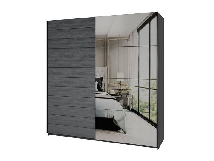 Helvetia Kleiderschrank Galaxy (Galaxy, 1-St., Schwebetürenschrank) 200x61x210cm Carbon Eiche 2-türig