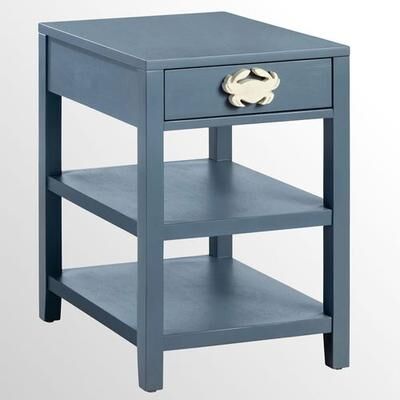 Crestview Collection Crab Island Chairside Accent Table Blue , Blue