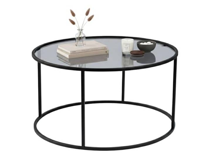 Dmora Couchtisch Guidi 80x80x43 cm Schwarz, mit Ablage