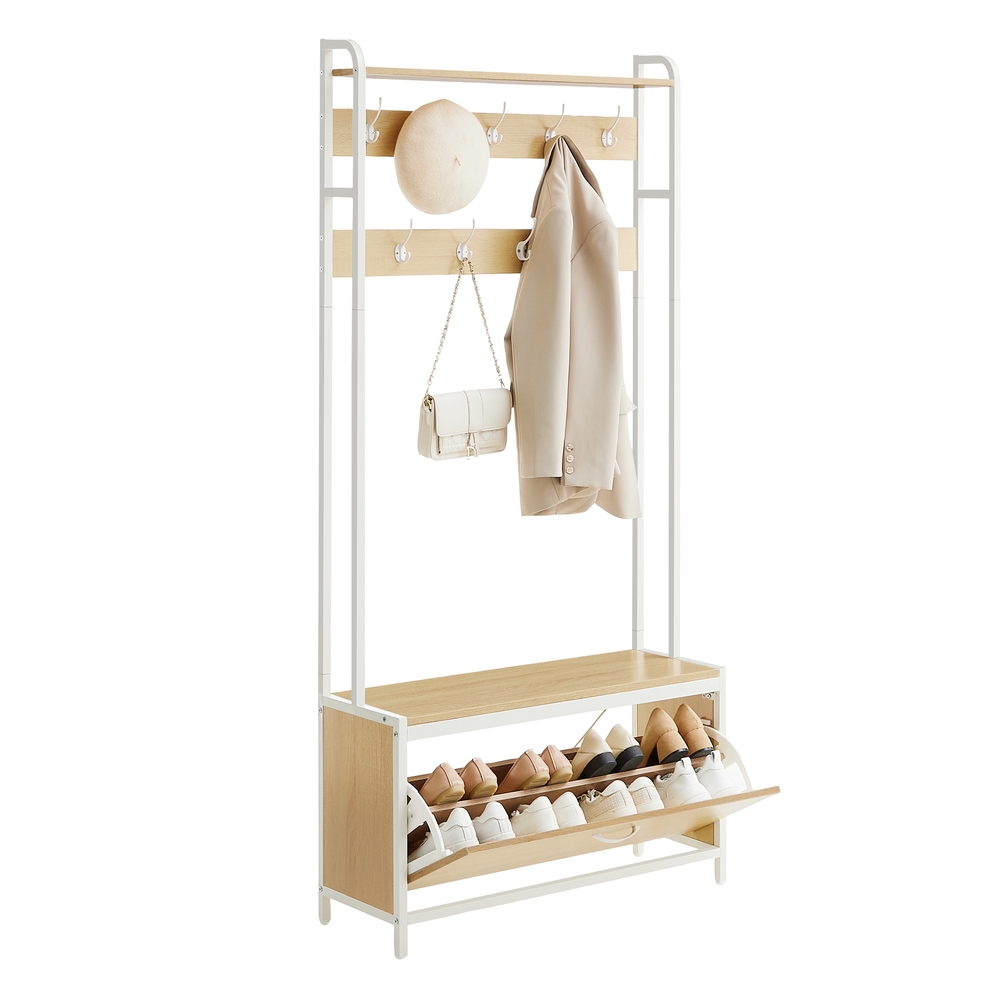 VASAGLE Garderobenständer mit Schuhschrank HSR405W09