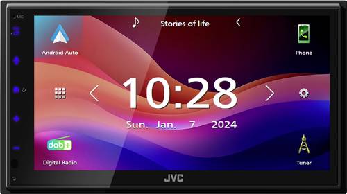 JVC Doppel-DIN Moniceiver Apple CarPlay, Android Auto, Anschluss für Rückfahrkamera, DAB+ Tuner, Bluetooth-Freisprecheinrichtung