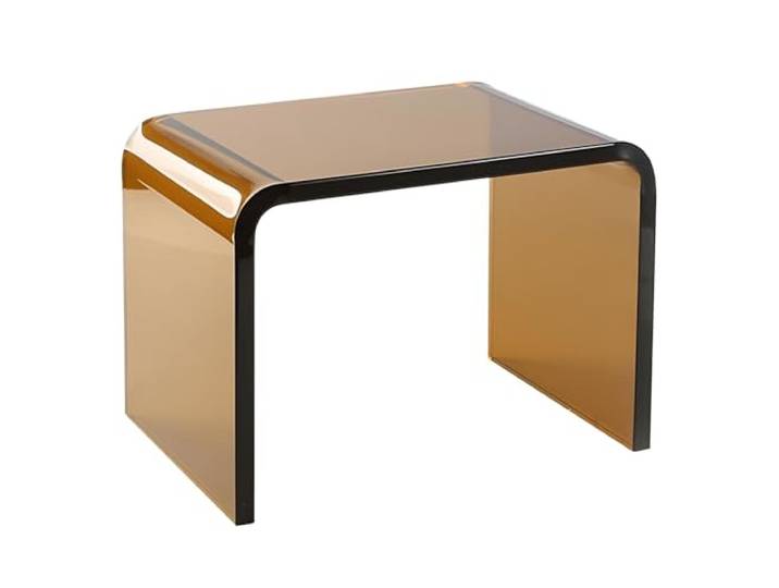 Eiauiuo Beistelltisch Tan Farbe Modern Couchtisch Kreativität U-förmiger Runder Rand Design Minimalismus Mode Acryl Beistelltisch Sofatisch Mode für Schlafzimmer Nachttisch Cafe Büro 42.5x28x40cm