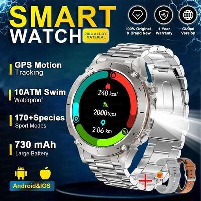 Uplifted Finds "Genuine Stratos 4 GPS Smartwatch   1.43"" AMOLED HD Display   Executive Compass & Barometric Altimeter Suite silver Steel 2a"