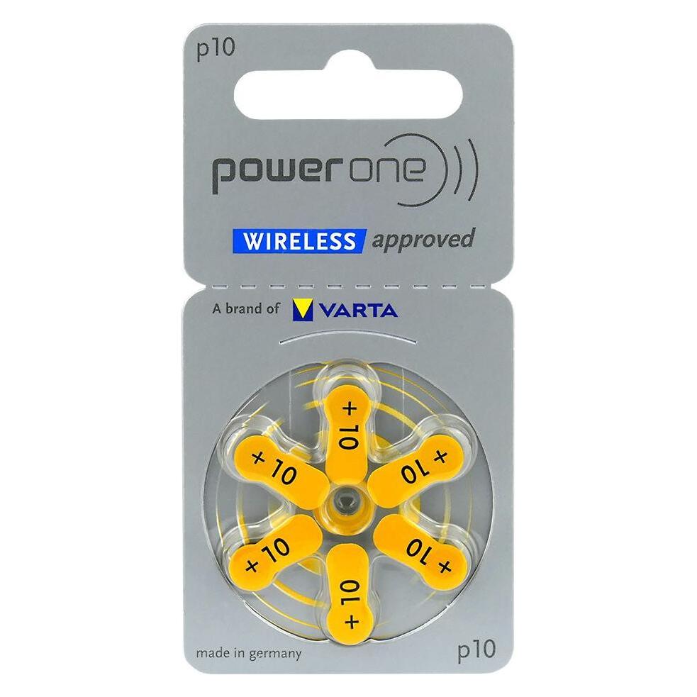 Varta Power One Gr. 10 Hörgerätebatterien 1,45 V 6er Blister PR70 Gelb 24610 (6 Stk., 10, PR70) (BT-PO-10-0-U6)