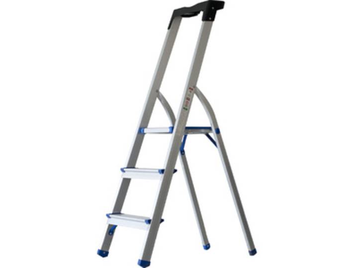 Echelle repliable, 5 niveaux, argent/bleu